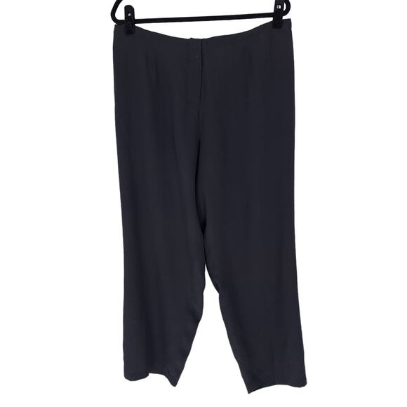 Citron Santa Monica 100% Silk Straight Leg Pant Washable Black Women's Size 0X - Picture 1 of 10